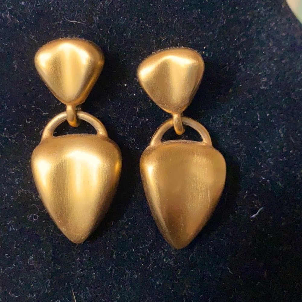 VINTAGE ANNE KLEIN EARRINGS in BRUSH GOLD TONE